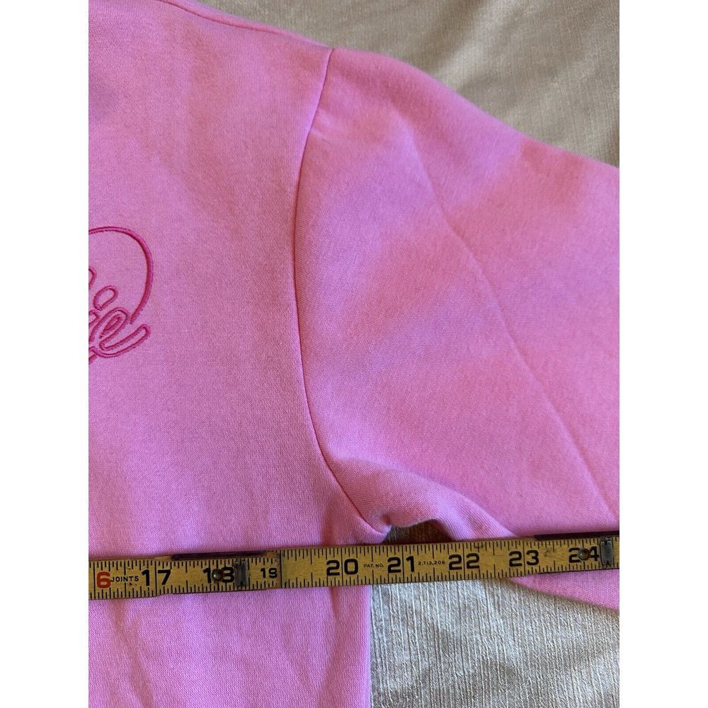 NEW Barbie Pink Stripe Pullover Sweatshirt 1/4 Zip Women's Medium Embroidered - Picture 7 of 9